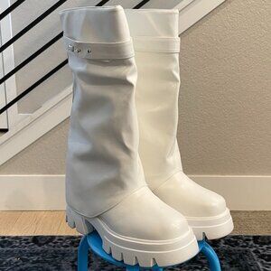 AZELEA WANG Jet Tall Boots in White size 7